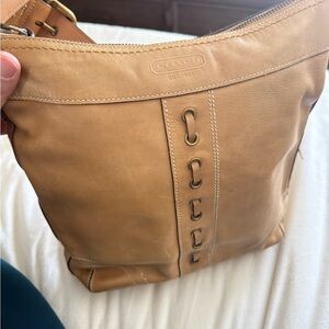 Coach Beige Leather Shoulder Bag